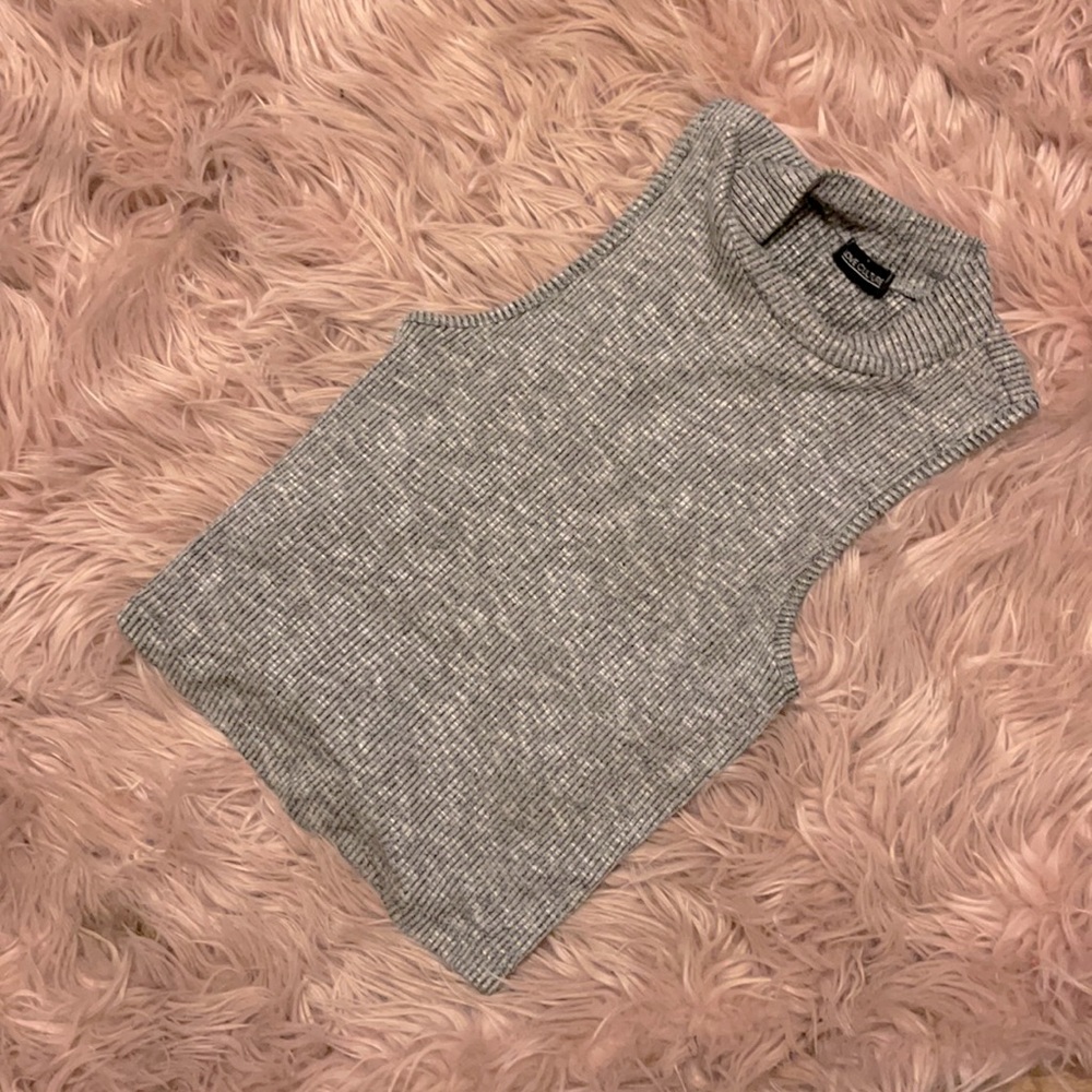 Heather grey high neck tank